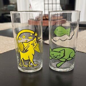 Set of 2 Cat 8 ounce Juice Glasses